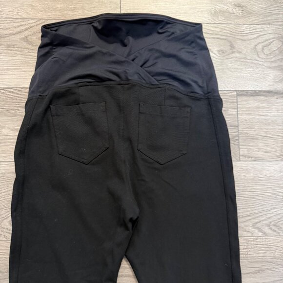 Isabel Maternity Ankle Jeggings Pants Size M Black Stretch Crossover Waistband P - Picture 3 of 10